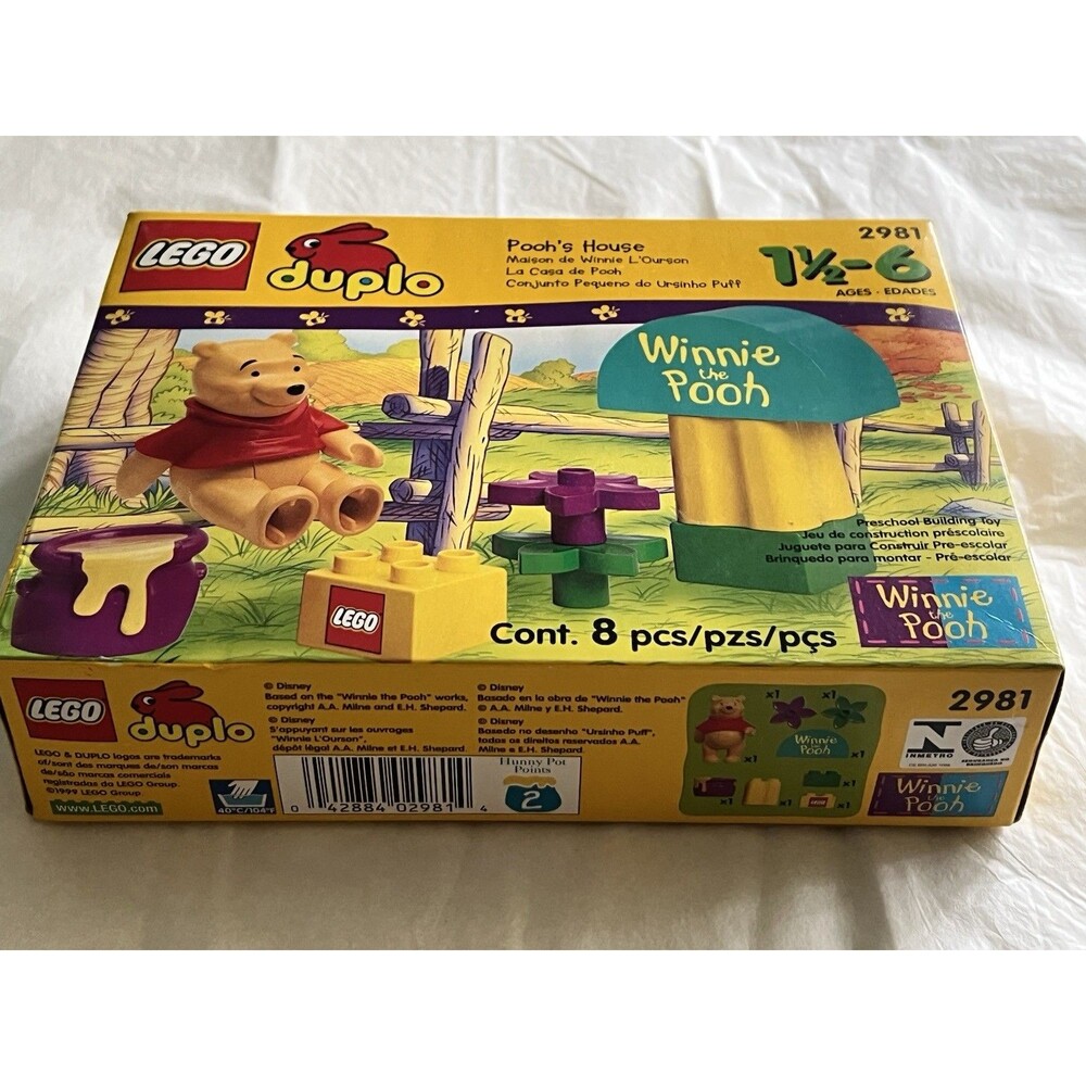 Vintage Lego DUPLO 2981 Winnie the Pooh 1999 NEW Unopened 8PC Set 1.5-6Y